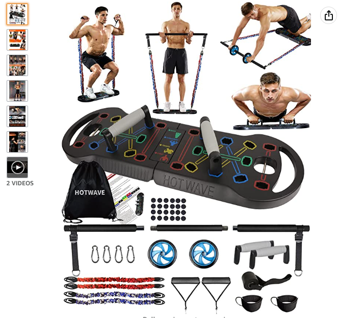Upgraded Push Up Board: Multi-Functional Push Up Bar with Resistance Bands,  Portable Home Gym, Strength Training Equipment, Push Up Handles for
